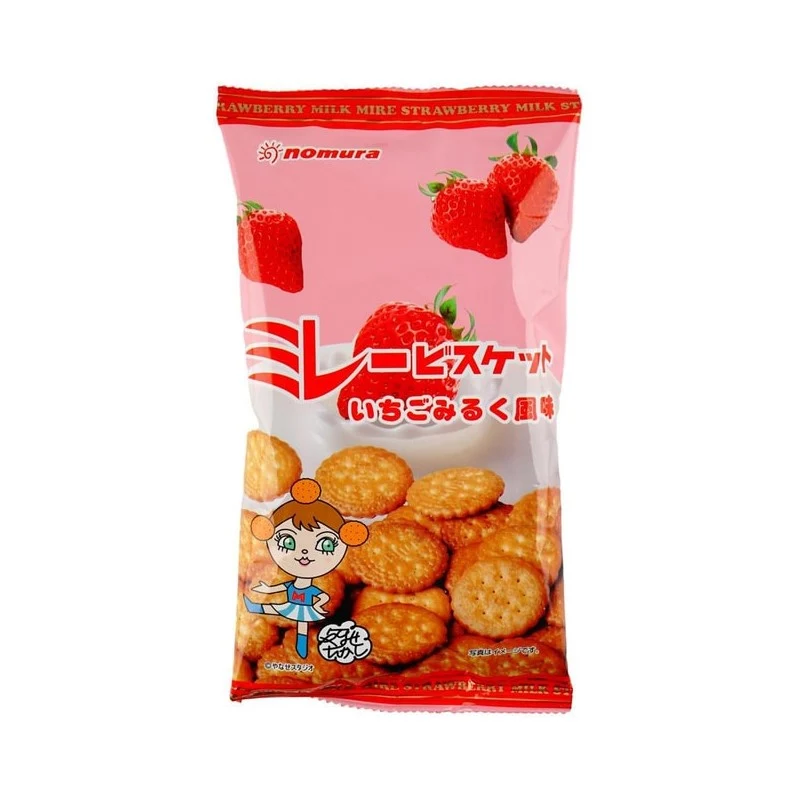 [Self-operated] Japanese NOMURA Nomura milk-flavored biscuits 130g strawberry milk-flavored thin round crispy biscuits