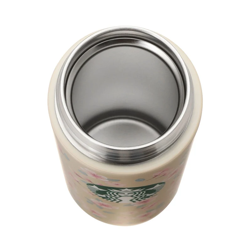 [Self-operated] Japan Starbucks 2024 Sakura Series Stainless Steel Insulated Cup Beige Blue Lid Snap Water Cup 381ml Easy to carry and long-lasting heat preservation
