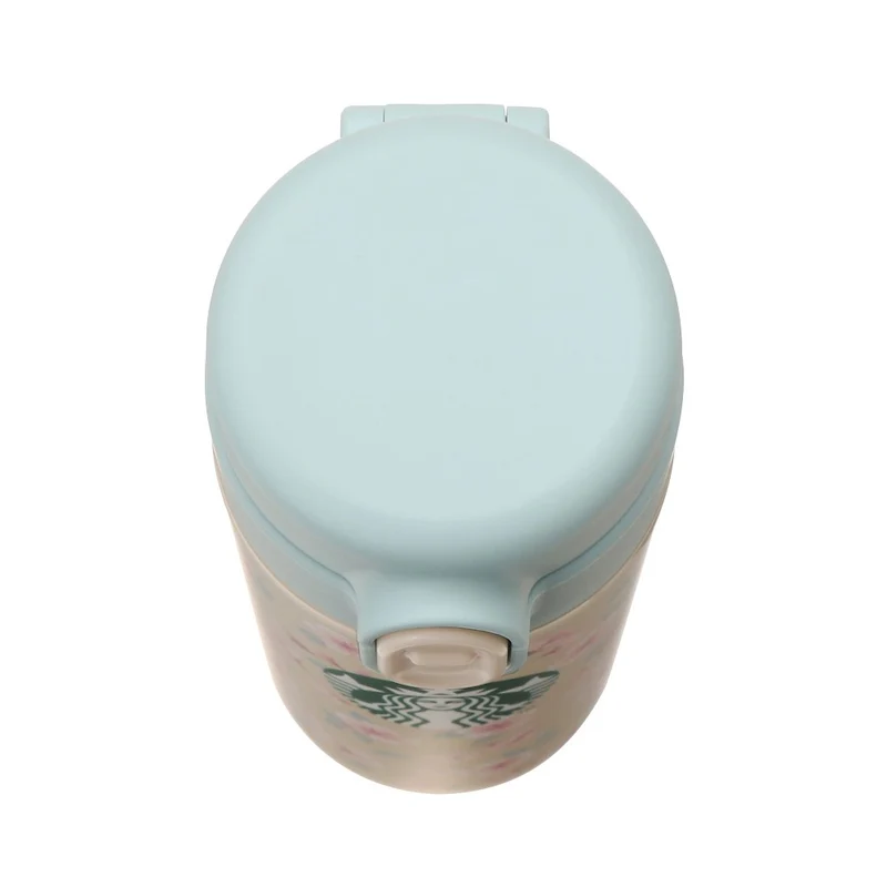 [Self-operated] Japan Starbucks 2024 Sakura Series Stainless Steel Insulated Cup Beige Blue Lid Snap Water Cup 381ml Easy to carry and long-lasting heat preservation