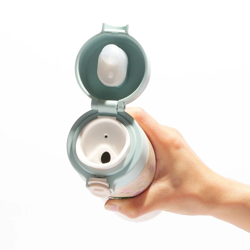 [Self-operated] Japan Starbucks 2024 Sakura Series Stainless Steel Insulated Cup Beige Blue Lid Snap Water Cup 381ml Easy to carry and long-lasting heat preservation