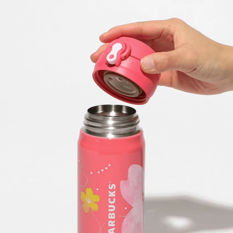 [Self-operated] Japan Starbucks 2024 Sakura Series Stainless Steel Thermos Bottle with Spring Cap Thermos Cup 500ml, easy to carry and long-lasting heat preservation