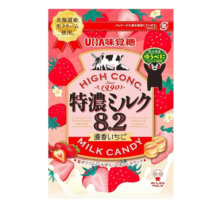 [Self-operated] Japan UHA UHA Mijue Candy Extra Rich Milk 8.2 Series Strawberry Milk Flavor 75g Candy Milk Candy Wedding Candy Children's Snacks