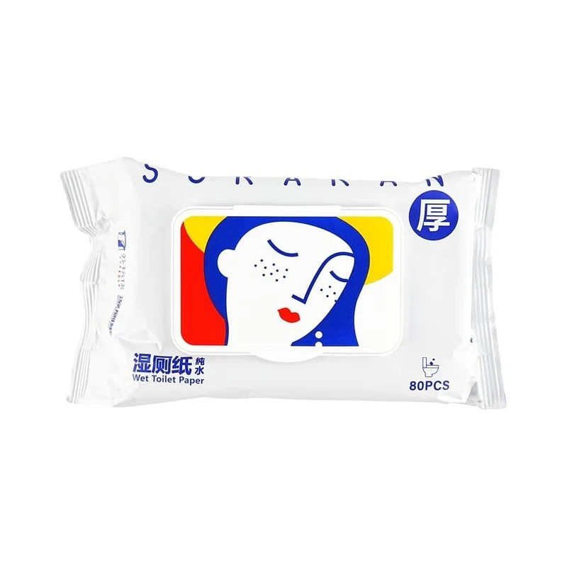 [Self-operated] China Su Ruan Soft Wet Toilet Paper 80 pieces special toilet paper towels for wiping buttocks, family affordable wet wipes for men and women, toilet cleaning and sanitary wipes