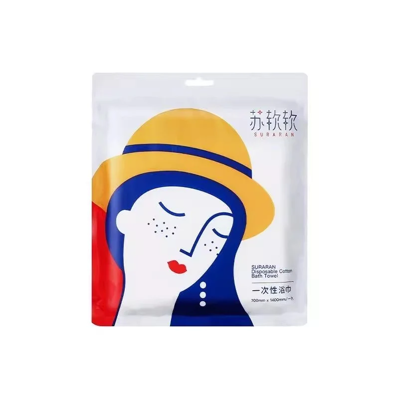 [Self-operated] China Suruanruan disposable thickened cotton bath towel 70cm*140cm 1 pack wet and dry non-compressed water-absorbent soft skin-friendly effective sterilization travel essential