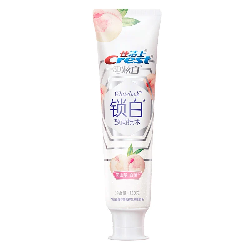[Self-operated] China Crest Double Color Whitening Toothpaste Okayama Dream White Peach 120g Fresh Breath Care Gums Whitening Remove Stains and Remove Yellow