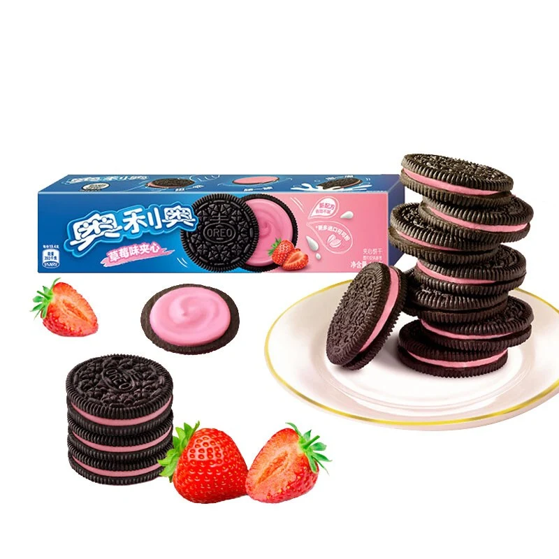 [Self-operated] Chinese Oreo Sandwich Cookies Strawberry Flavor 97g Breakfast Food Snacks Casual Office Snacks