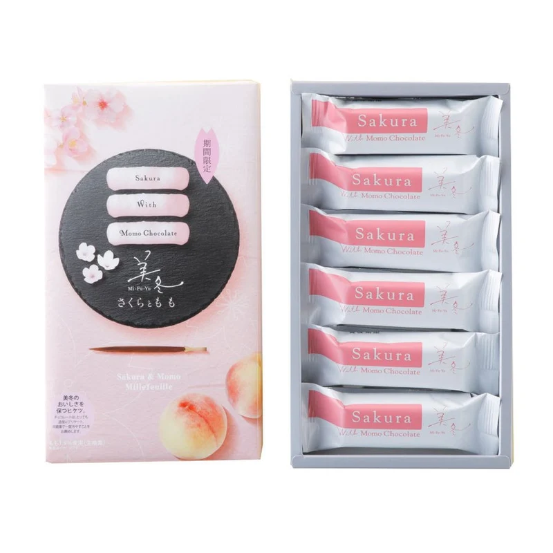 [Self-operated] Japanese Shiroi Koibito Hokkaido Shiroi Koibito Mifuyu series chocolate wafer biscuits white peach cherry blossom flavor 6 pieces limited edition