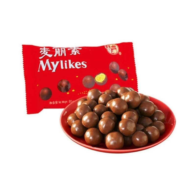 [Self-operated] China Liangfeng Milk Chocolate Ball Malisin 80g Chocolate Bean Candy Chocolate Snack Substitute for Cocoa Butter