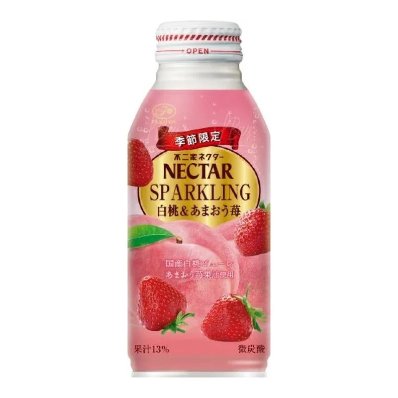 [Self-operated] Japanese FUJIYA NECTAR seasonal limited edition white peach and strawberry flavored soda 380ml summer relief drink