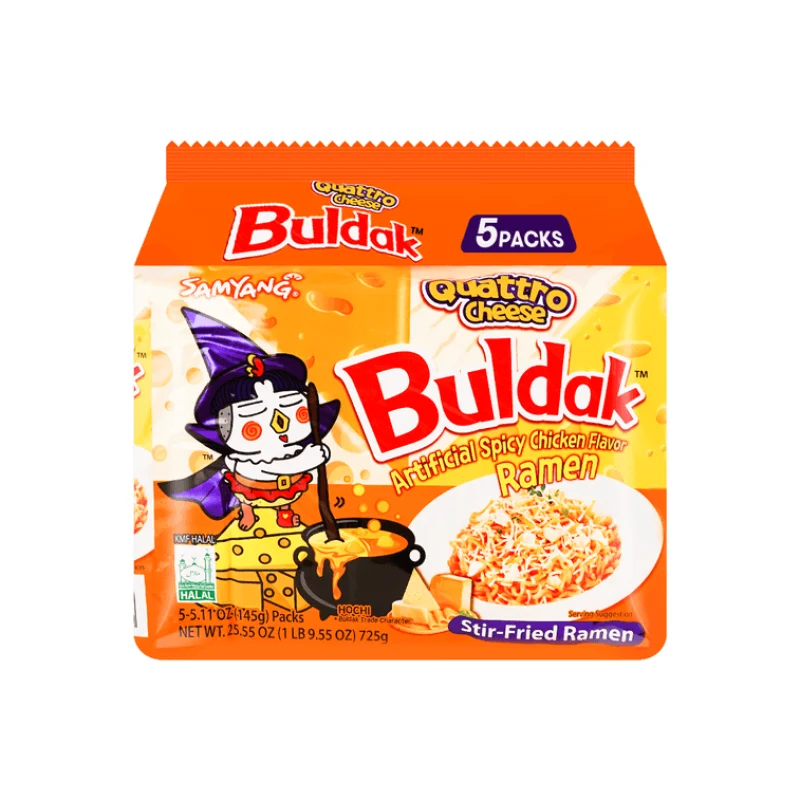 [Self-operated] South Korea's SAMYANG Samyang Spicy Chicken Ramen Cheese Alliance Four Cheese Flavors 145g*5 Packs of Turkey Noodles Ramen Mixed Noodles Instant Noodles