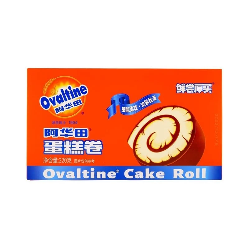 [Self-operated] China Ovaltine Flavored Cake Roll 220g Breakfast Bread Cake Snack Swiss Roll Casual Snacks