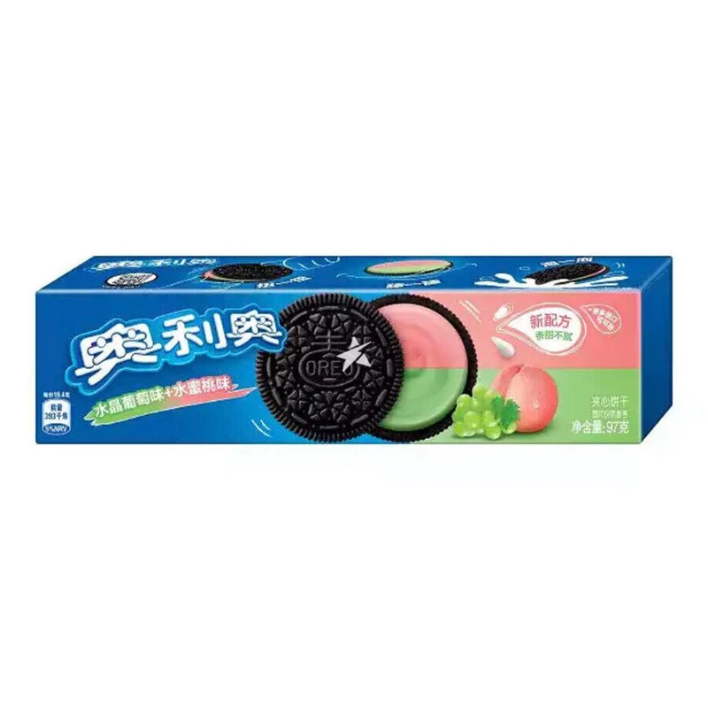 [Self-operated] Chinese Oreo Sandwich Biscuits Crystal Grape Flavor + Peach Flavor 97g Breakfast Food Snacks Casual Office Snacks