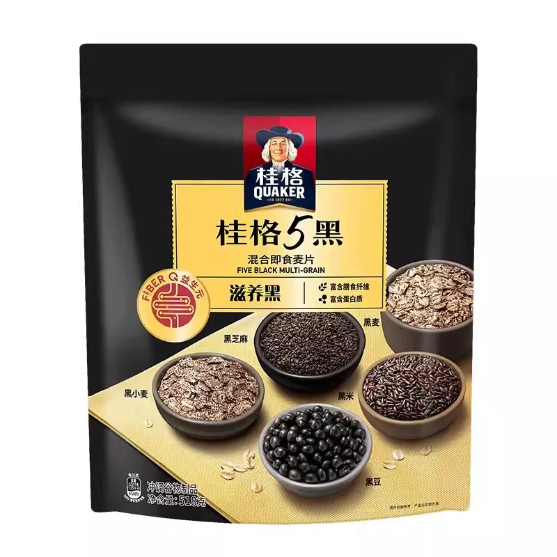 [Self-operated] China QUAKER Quaker 5 Black Mixed Ready-to-Eat Oatmeal 518g Ready-to-Eat Nutritious Breakfast Meal Replacement Powder