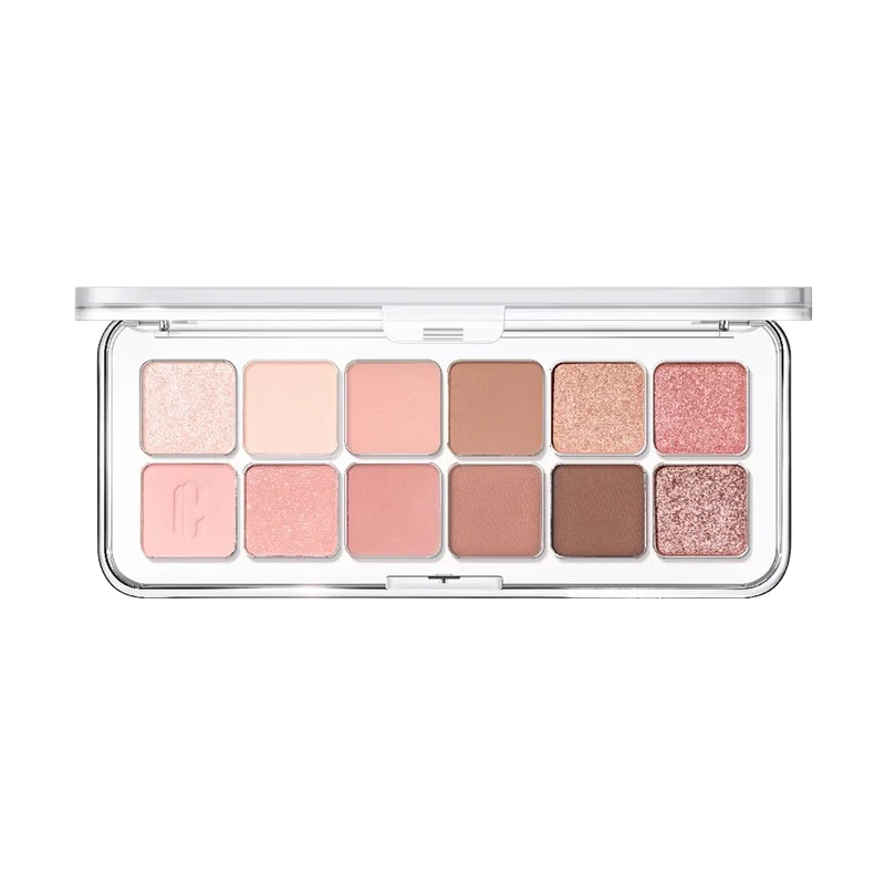 [Self-operated] Korean CLUB CLIO Xingsha 12-color eye shadow palette mobile phone palette pearlescent matte sequin blush multi-purpose palette #02 Rose Connect Creamy Peach