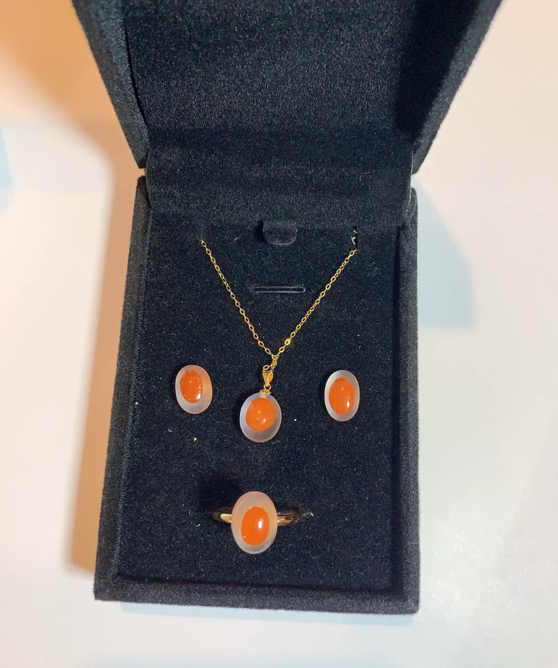 [Self-operated] Aishang Small Boutique Jewelry Pure Natural Fluorescent Gentle Small Gemstone Jewelry Set Box Unique Color