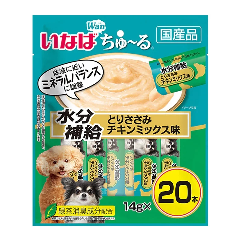 [Self-operated] Japanese INABA dog snacks for dogs, Julu soft meat sauce, liquid delicious snack bars, 20 pieces, chicken mixed flavor to add moisture
