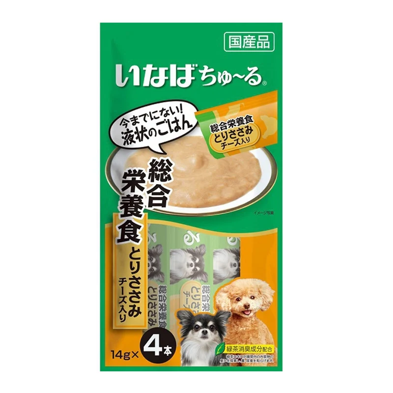 [Self-operated] Japanese INABA Dog Snacks for Dogs, Julu Soft Meat Sauce, Liquid Delicious Snack Bars, 4 Pack, Cheese Cheese Flavor, Comprehensive Nutritional Additions