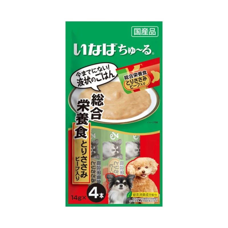 [Self-operated] Japanese INABA Dog Snacks for Dogs, Julu Soft Meat Sauce, Liquid Delicious Snack Bars, 4 Pack, Beef Flavor, Comprehensive Nutritional Addition