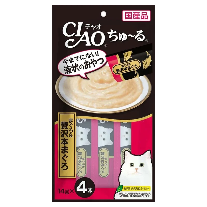 [Self-operated] Japanese CIAO Cat Snacks Churu Nutritious Soft Meat Sauce Delicious Cat Strips 4 Pack Luxury Tuna