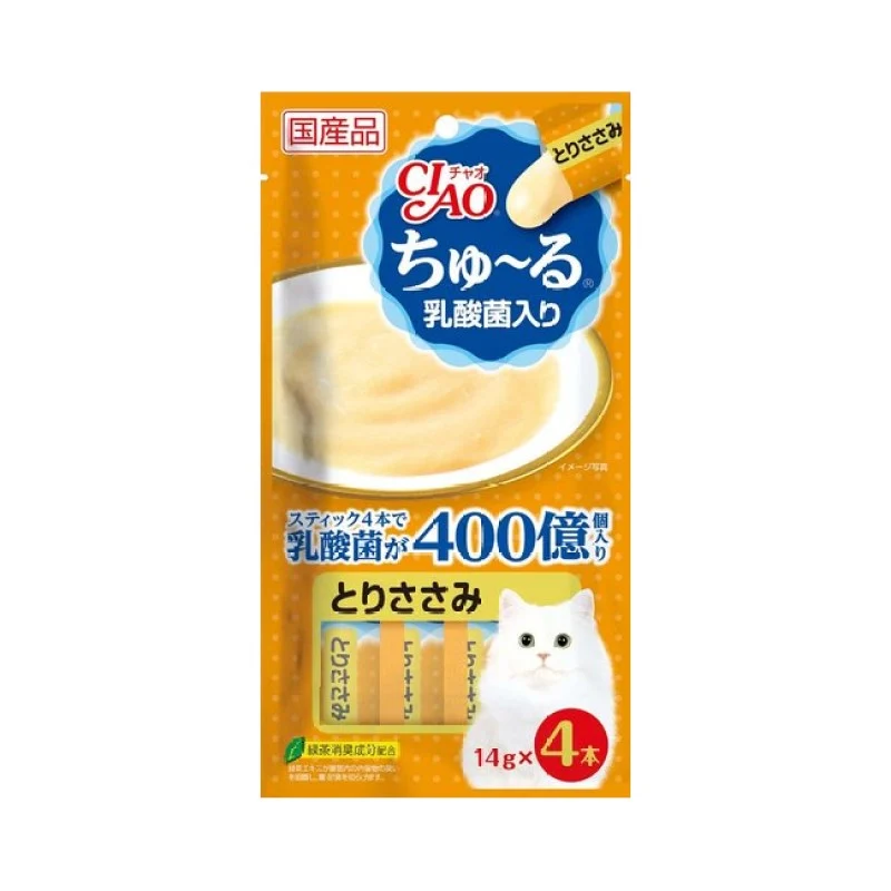 [Self-operated] Japanese CIAO Cat Snacks Churu Miaohaojiulu Nutritious Soft Meat Sauce Delicious Cat Strips Cat Strips Containing Lactobacillus Lactic Acid Bacteria 4 Pack Chicken Flavor
