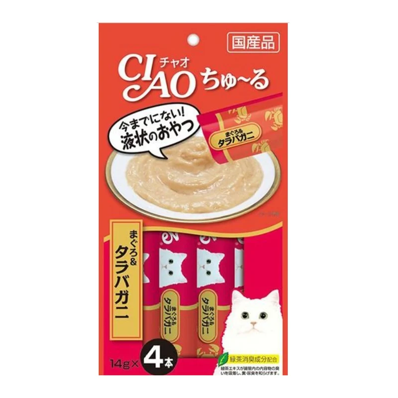 [Self-operated] Japanese CIAO Cat Snacks Churu Miao Hao Churu Nutritious Soft Meat Sauce Delicious Cat Strips Churu Series 4 Pack Tuna King Crab Flavor