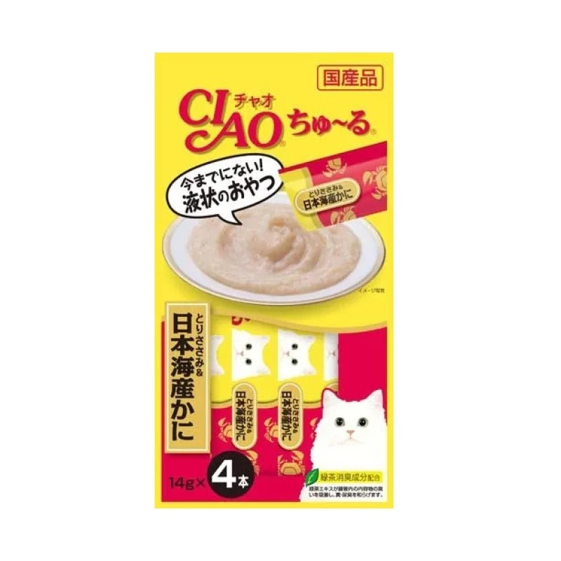 [Self-operated] Japanese CIAO Cat Snacks Churu Miao Hao Churu Nutritious Soft Meat Sauce Delicious Cat Strips Churu Series 4 Pack Chicken Japanese Crab Flavor
