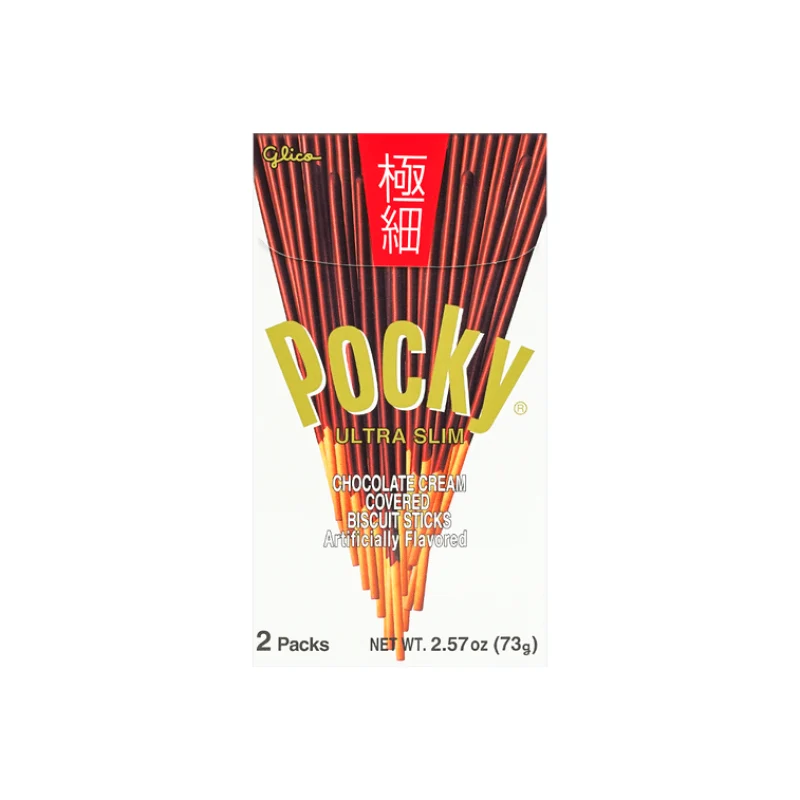 [Self-operated] Japanese Glico Pocky Extra Fine Series Original Chocolate Bars 2 packs 73g children's biscuits and snacks