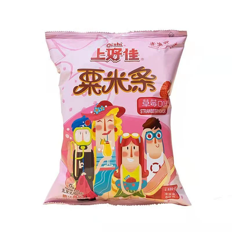 [Self-operated] China OISHI Shanghaojia Corn Sticks Strawberry Flavor 60g Puffed Food Office Snacks