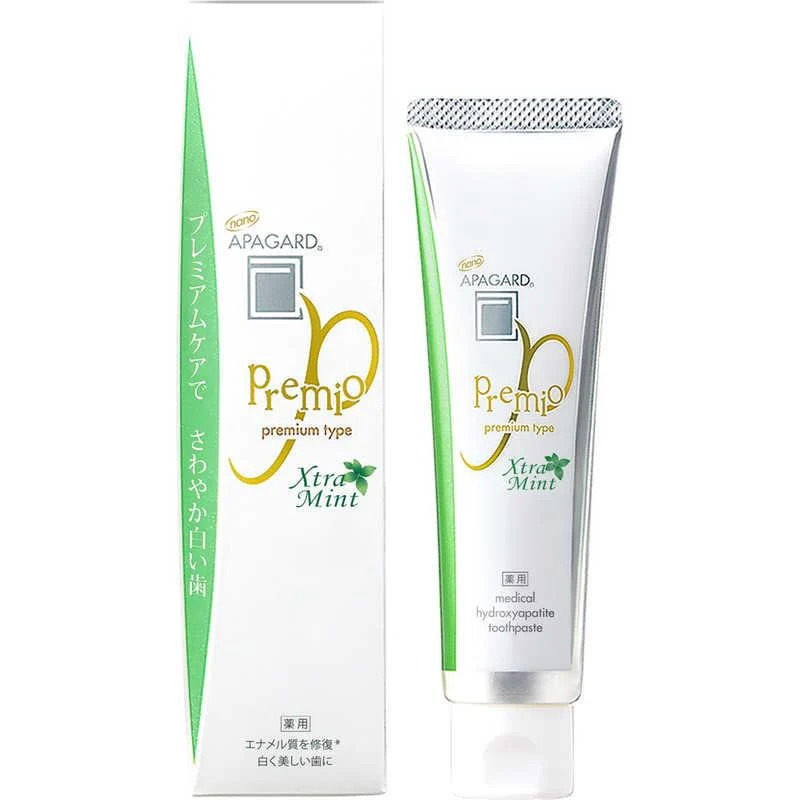 [Self-operated] Japanese APAGARD PREMIO full-effect microparticle whitening toothpaste 105g, mint green, fluoride-free, anti-cavity, enamel repair, removes yellow stains and pigments
