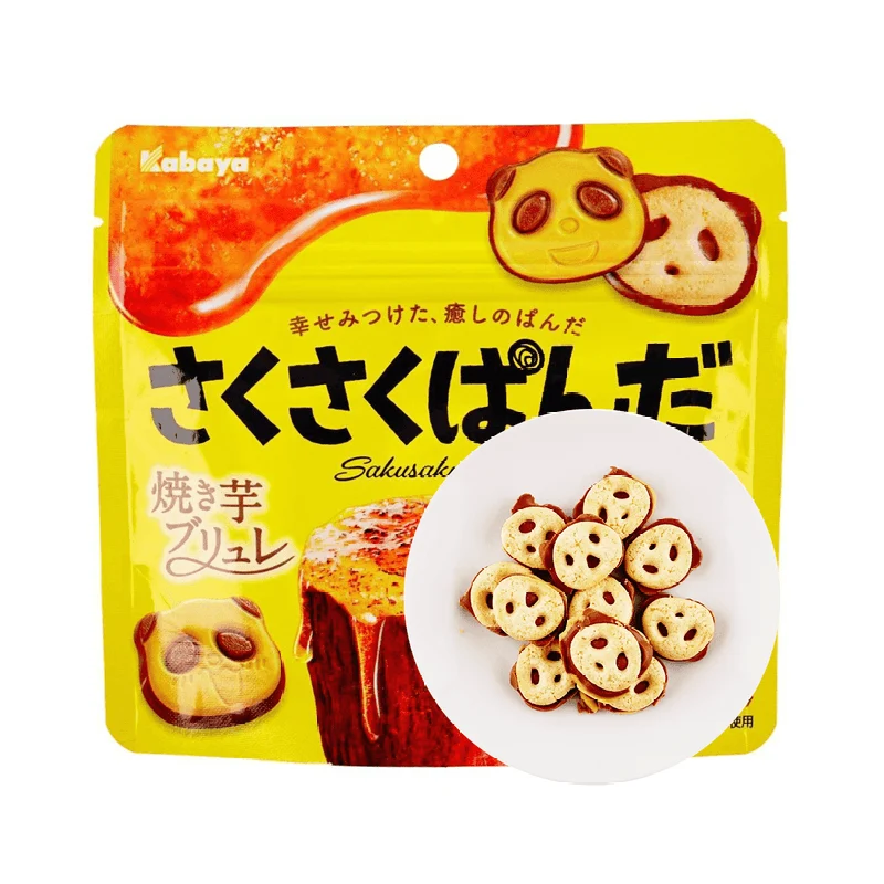 [Self-operated] Japanese KABAYA cute panda head biscuits roasted sweet potato flavor 47g snack biscuits snack food