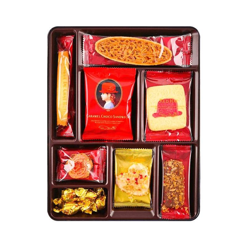 [Self-operated] Japan AKAIBOHSHI Red Hat Blue Box Holiday Assorted Cookies Snacks 8 Flavors 20 Pieces 168.6g Great Gift