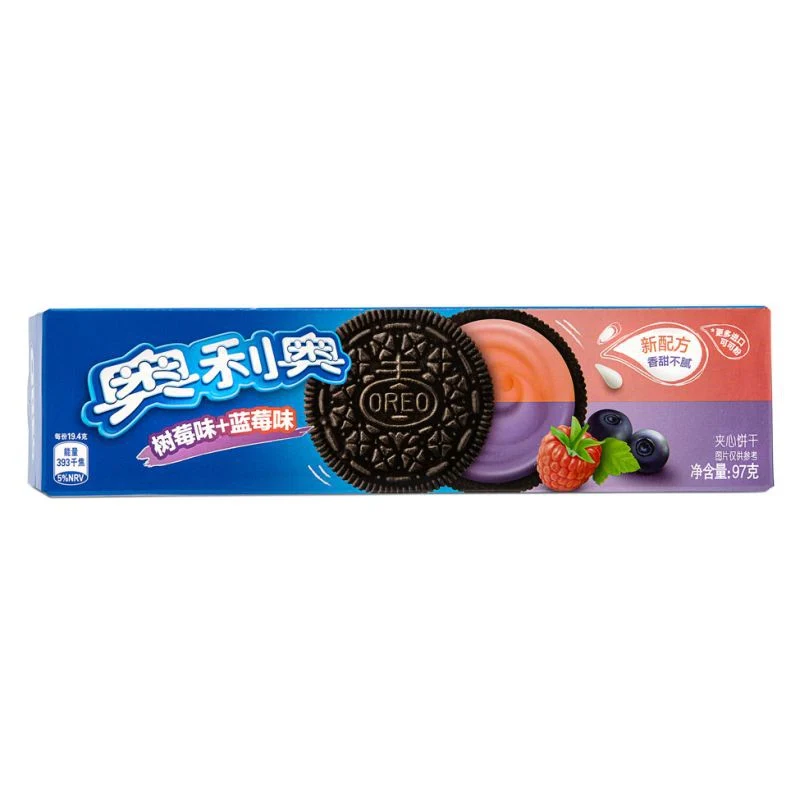 [Self-operated] Chinese Oreo Sandwich Cookies Raspberry + Blueberry Flavor 97g Breakfast Food Snacks Casual Office Snacks