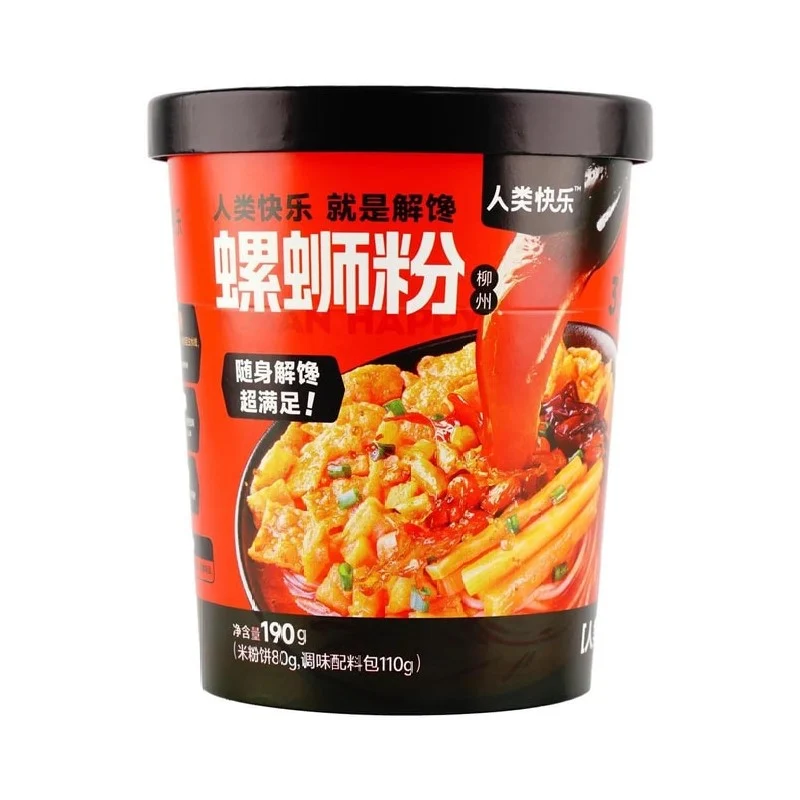 [Self-operated] China HUMAN HAPPY brewed version of Liuzhou snail noodles 190g Liuzhou specialty silk noodles and rice noodles for instant midnight snack