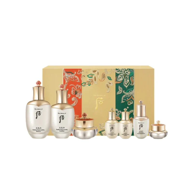 [Self-operated] South Korea's THE HISTORY OF WHOO Weather Pill Hua Xian Glow Firming Water Emulsion Gift Box 7-piece Set Nourishing, Brightening, Firming and Elasticity