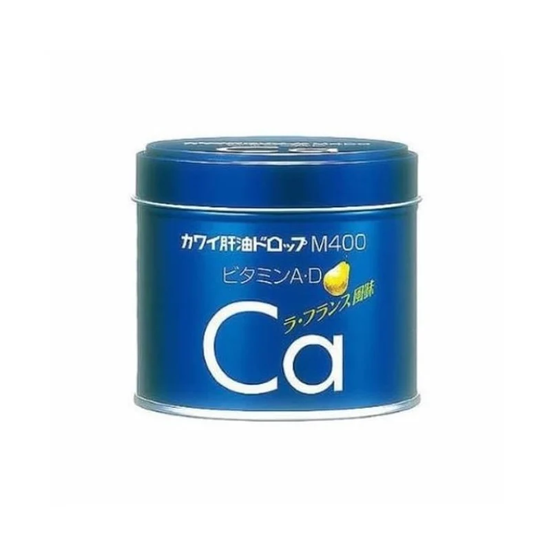 [Self-operated] Japanese KAWAI Pear Calcium Cod Liver Oil Pills Liver Oil Calcium Pills Pear Calcium Vitamin A Vitamin D M400 Pear Flavor 180 capsules Blue Can Children's Vitamin Supplement
