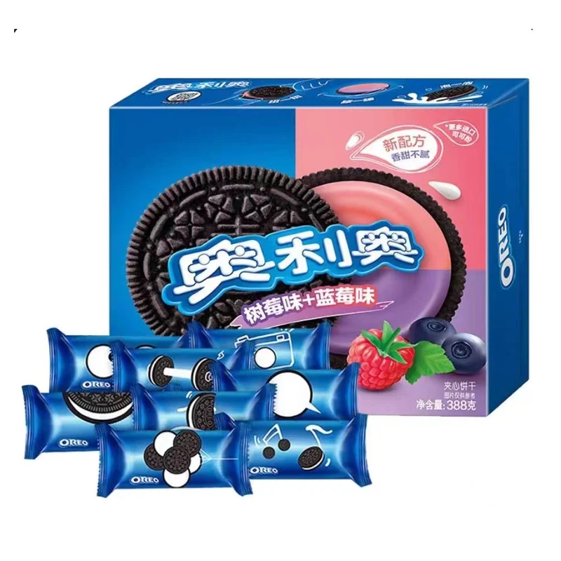 [Self-operated] Chinese Oreo Sandwich Cookies Blueberry Flavor + Raspberry Flavor 388g Breakfast Food Snacks Casual Office Snacks