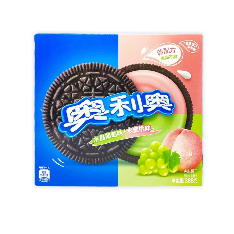 [Self-operated] Chinese Oreo Sandwich Biscuits Crystal Grape Flavor + Peach Flavor 388g Breakfast Food Snacks Casual Office Snacks