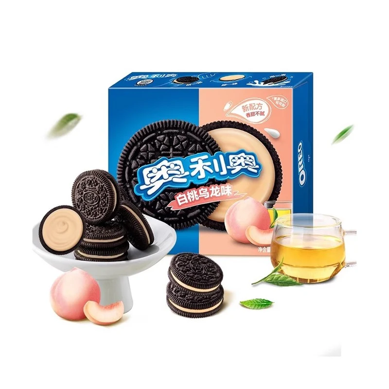 [Self-operated] Chinese Oreo Sandwich Biscuits White Peach Oolong Flavor 388g Breakfast Food Snacks Casual Office Snacks