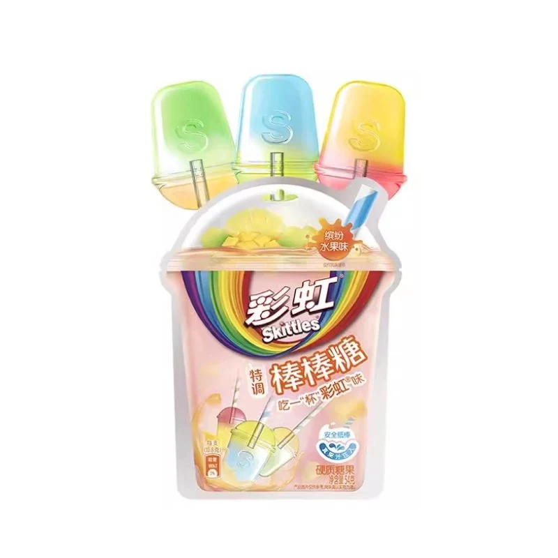 [Self-operated] China SKITTLES rainbow special lollipop colorful fruit flavor 54g Internet celebrity fruit candy children's snack lollipop candy