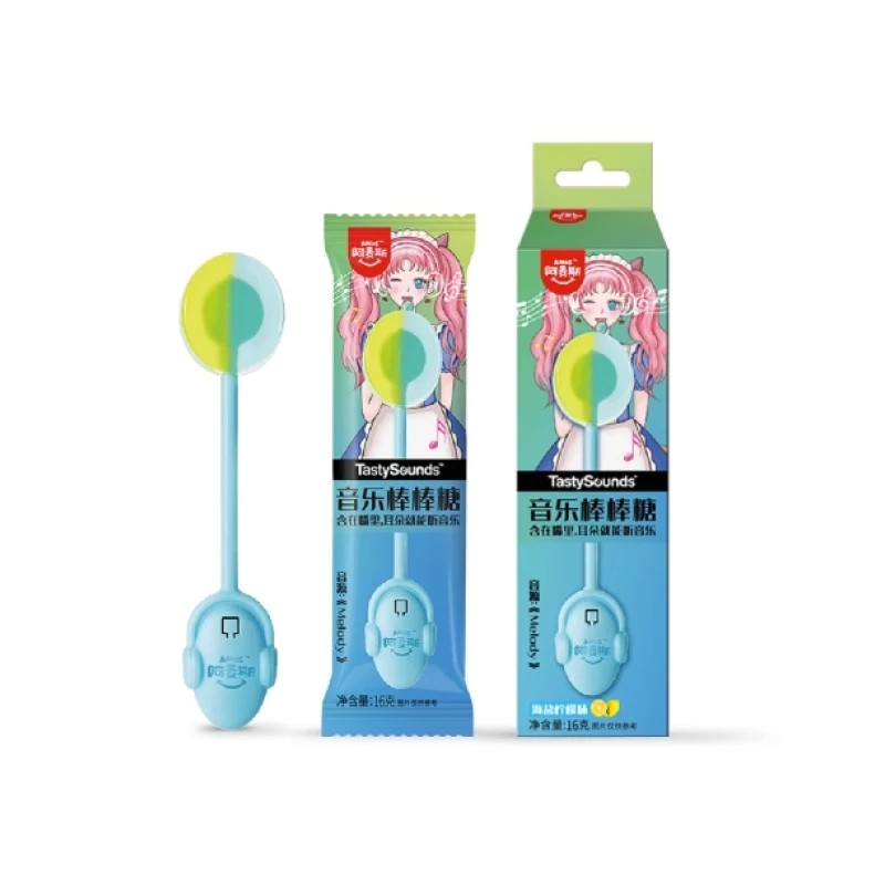 [Self-operated] China Amos Music Lollipop Melody Sea Salt Lemon Flavor 16g Singing Bone Conduction Sound Transmission Sugar-Free Candy