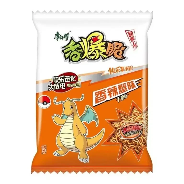[Self-operated] China MASTER KONG Pokémon Series Spicy Crispy Noodles Spicy Crab Flavor 33g Childhood Memories Ready-to-eat snacks are crispy and delicious, a must-have for watching dramas