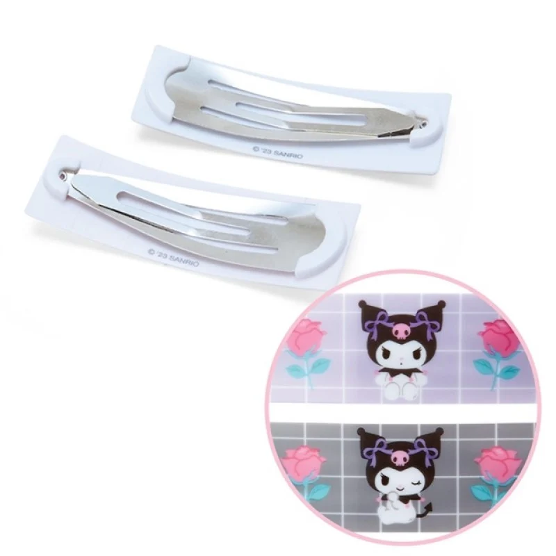 [Self-operated] Japan's Sanrio cute cartoon rectangular hairpin Kuromi 1 pair set of stylish side bangs clip headband hairpin hair accessories