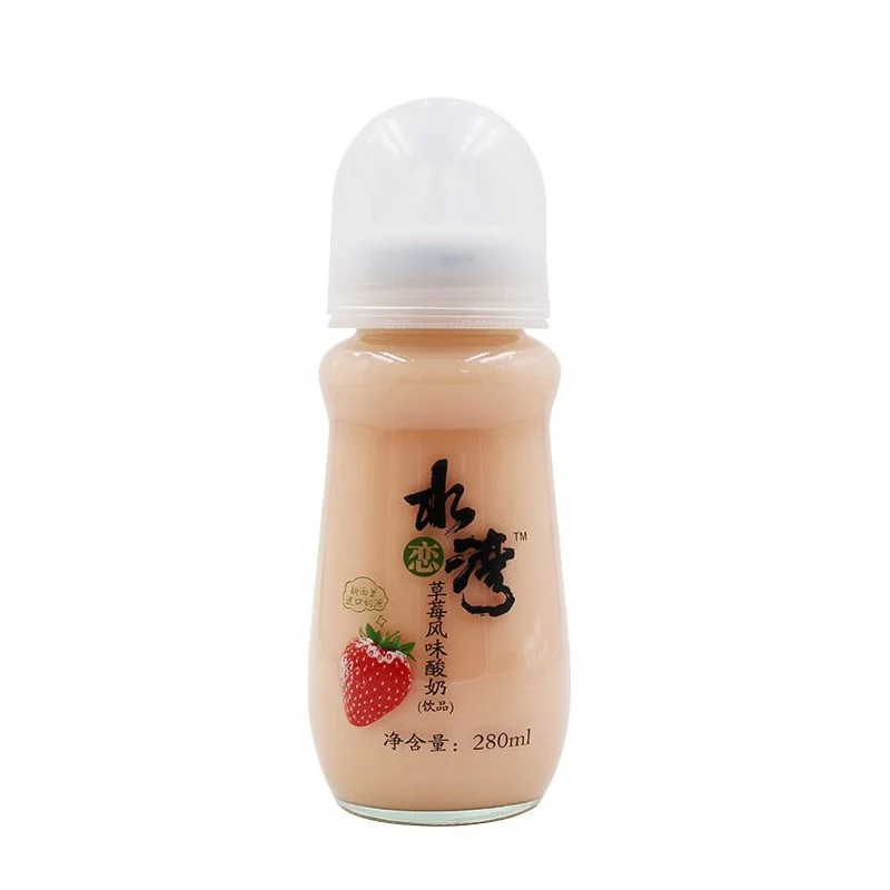 [Self-operated] China Shuilianwan Flavored Yogurt Strawberry Flavor 280ml Fruity Drink Glass Bottle Nipple Type Nutritional Yogurt