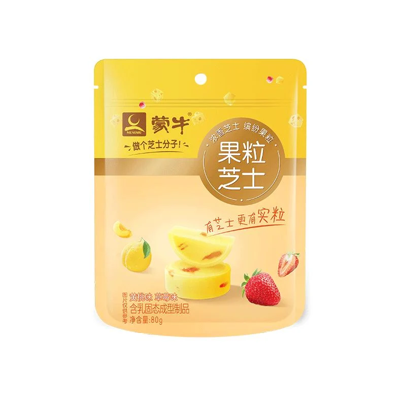 [Self-operated] China MENGNIU Mengniu Fruit Cheese Yellow Peach Strawberry Flavor 80g Children's Snack Dairy Food Energy Breakfast Snack Cheese Cheese