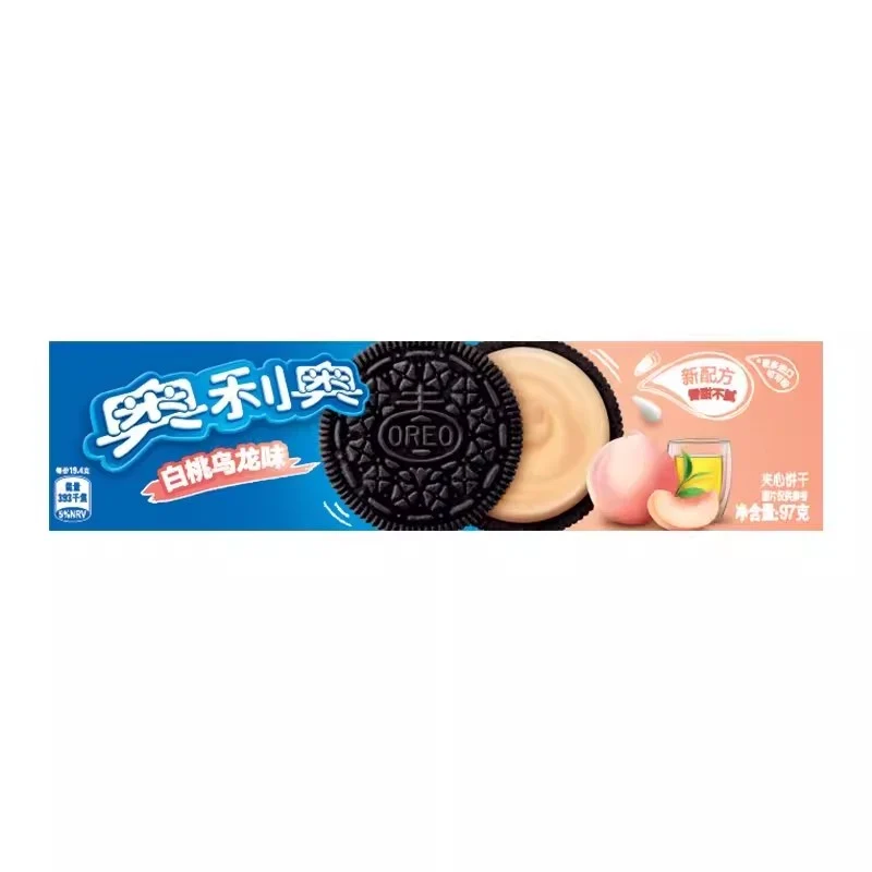 [Self-operated] Chinese Oreo Sandwich Biscuits White Peach Oolong Flavor 97g Breakfast Food Snacks Casual Office Snacks