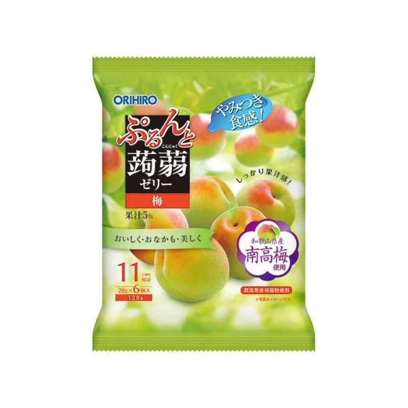 [Self-operated] Japanese ORIHIRO low-calorie konjac juice jelly 6 pieces, ready to eat, Nangao plum flavor