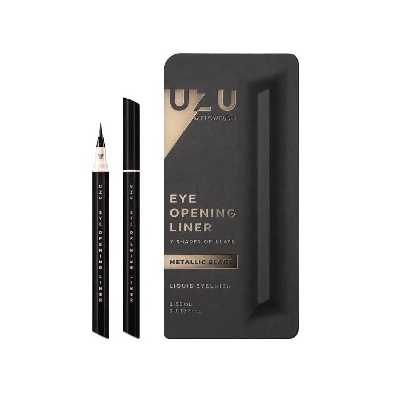 [Self-operated] Japan's FLOWFUSHI new UZU Kumano Yakuza waterproof long-lasting non-smudge dark series ultra-fine eyeliner pen SHADES OF BLACK 0.55ml METALLIC BLACK metallic black
