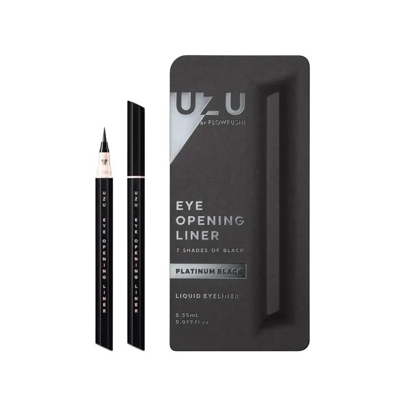[Self-operated] Japan's FLOWFUSHI new UZU Kumano Yakuza waterproof long-lasting non-smudge dark series ultra-fine liquid eyeliner pen SHADES OF BLACK 0.55ml PLATIUNUM BLACK platinum black