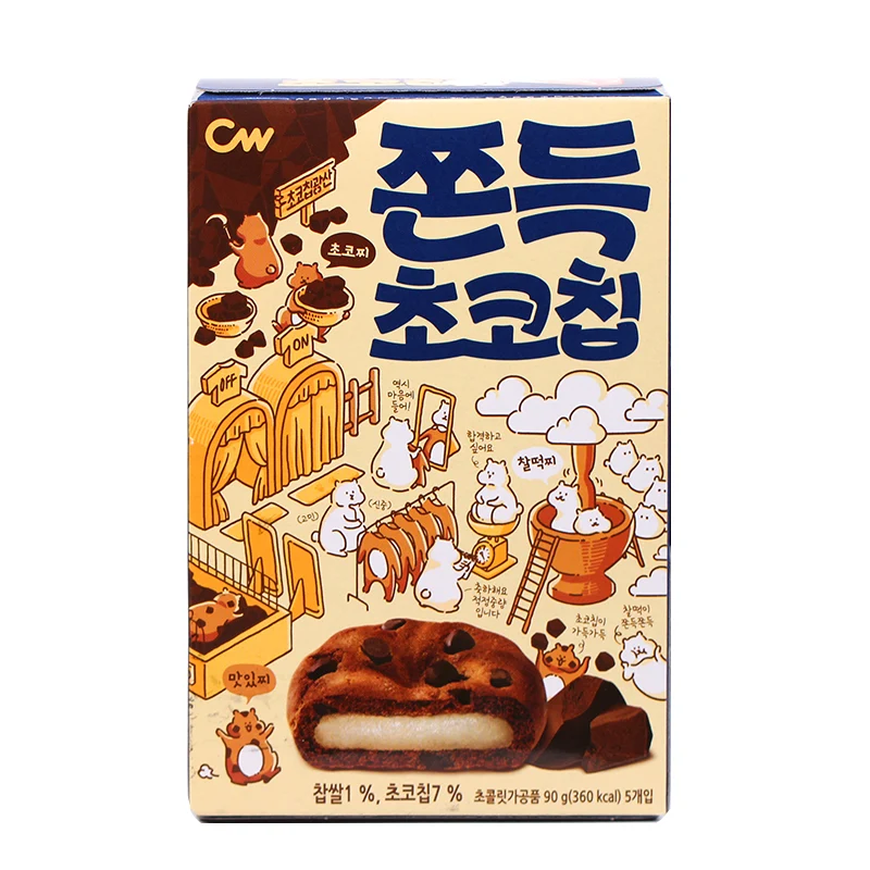 [Self-operated] Korean WC Qingyou brand nine-day chocolate flavor cake 90g sandwich cake mochi glutinous rice cake snack Qingyou pastry snacks