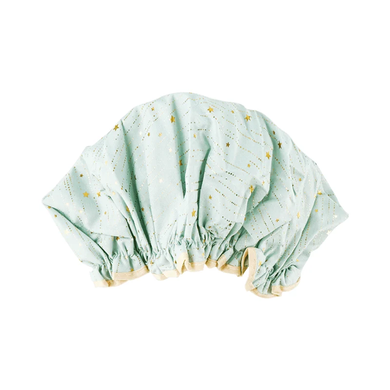 [Self-operated] China ALLSMILE double-layer waterproof shower cap Green Star 1 piece thickened shower cap kitchen oil fume-proof hair cap